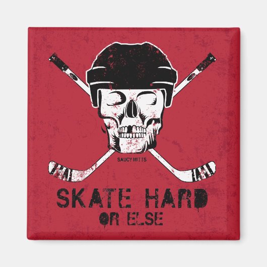 Hockey Skull en Cross Sticks Magneet (Voorkant)