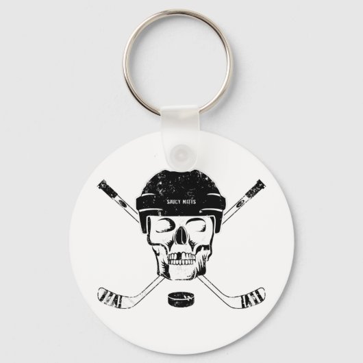 Hockey Skull en Crossed Sticks Sleutelhanger (Voorkant)