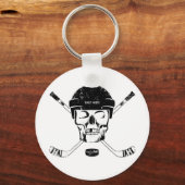 Hockey Skull en Crossed Sticks Sleutelhanger (Voorkant)