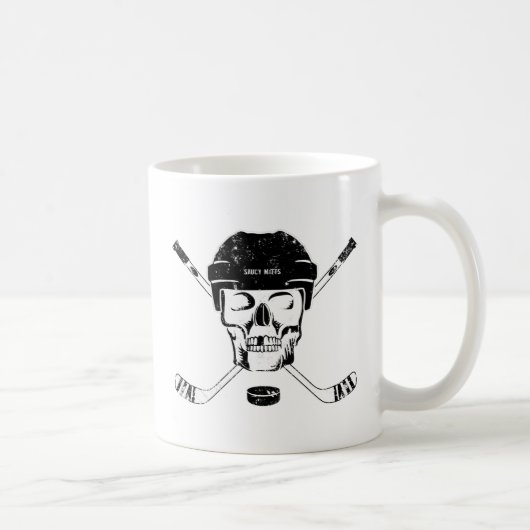 Hockey Skull en Sticks Coffee Mok (Rechts)