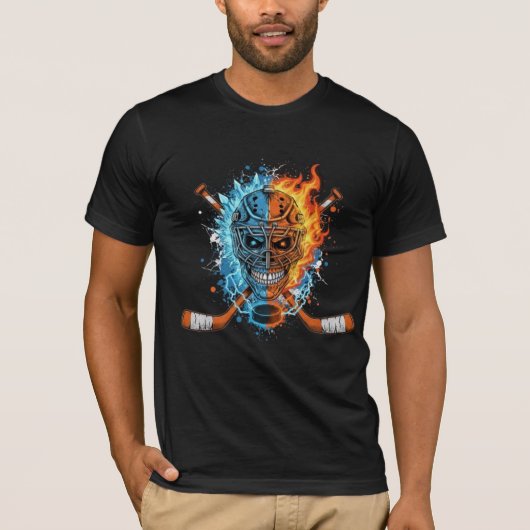 Hockey Skull: Fire and Ice Guardian Graphic T-shirt (Voorkant)
