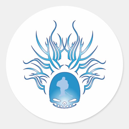 Hockey Skull Ronde Sticker (Voorkant)