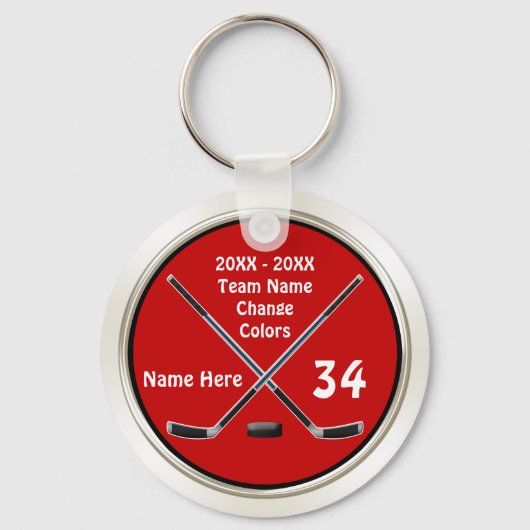  Hockey-Sleutelhangers in uw kleuren, tekst Sleutelhanger (Voorkant)