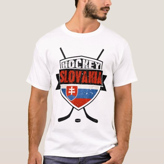 Hockey Slowakije Flag Design T-shirt (Voorkant)