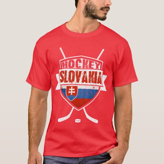 Hockey Slowakije Flag Design T-shirt (Voorkant)