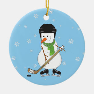 Hockey Sneeuwman Kerstdecoratie Keramisch Ornament