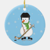 Hockey Sneeuwman Kerstdecoratie Keramisch Ornament (Achterkant)