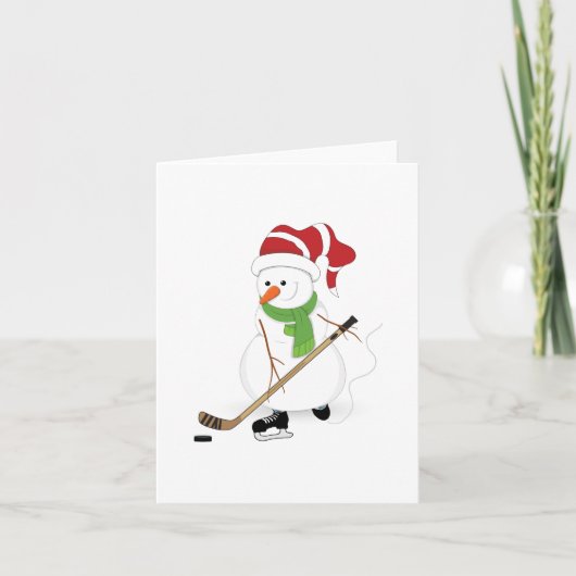 Hockey Sneeuwman Kerstkaart Feestdagen Kaart (Voorkant)