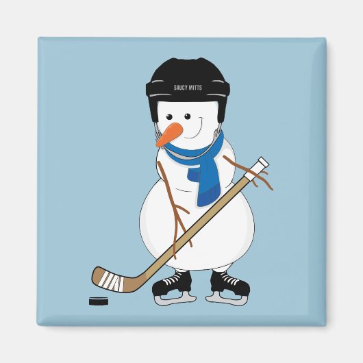 Hockey Sneeuwman Kerstmagneet Magneet (Voorkant)