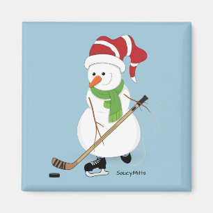 Hockey Snowman Kerstmis Magneet