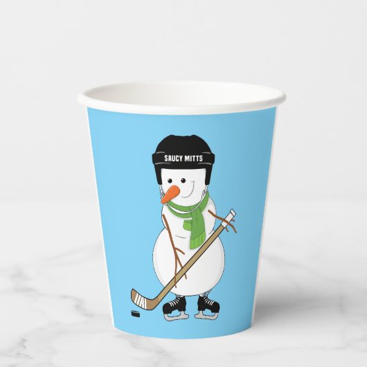 Hockey Snowman Kerstmis Papieren Bekers (Voorkant)