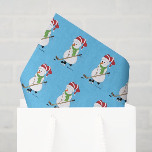 Hockey Snowman Kerstmis Tissuepapier (Cadeauzakje)