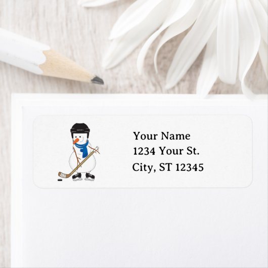 Hockey Snowman kerstretour adres Etiket (Insitu)