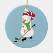 Hockey Snowman-kerstversiering Keramisch Ornament (Voorkant)