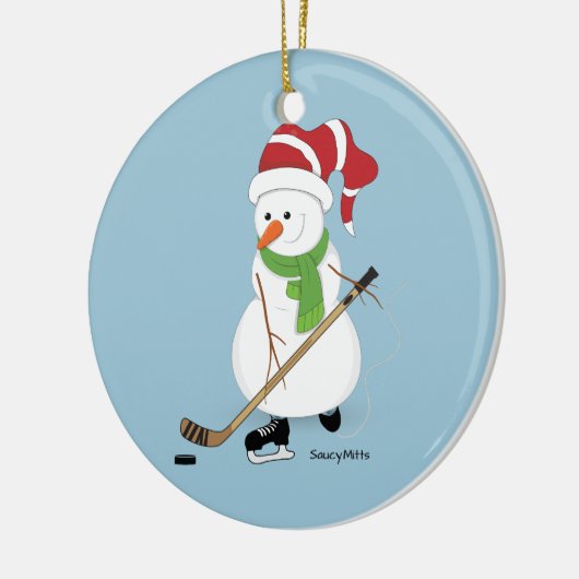 Hockey Snowman-kerstversiering Keramisch Ornament (Links)