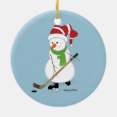 Hockey Snowman-kerstversiering Keramisch Ornament (Achterkant)