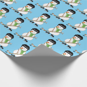 Hockey Snowman-kerstwrapppapier Cadeaupapier