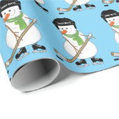 Hockey Snowman-kerstwrapppapier Cadeaupapier (Rol Hoek)