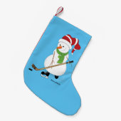Hockey Snowman met kerststaart Kleine Kerstsok (Voorkant (Hangend))
