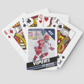 Hockey speler Keepsake op krachtig blauw wit Pokerkaarten (Achterkant)