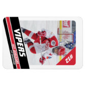 Hockey speler Keepsake op krachtige rood wit Magneet (Horizontaal)