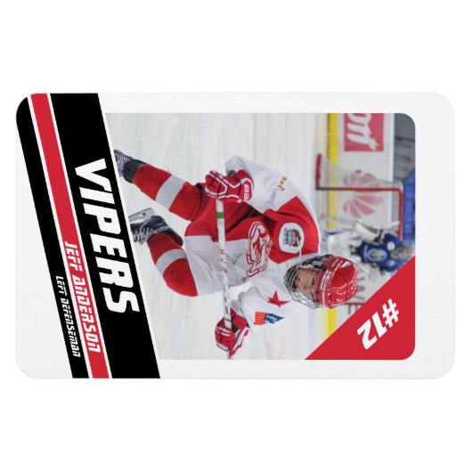 Hockey speler Keepsake op krachtige rood wit Magneet (Horizontaal)