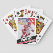 Hockey speler Keepsake op krachtige rood wit Pokerkaarten (Achterkant)