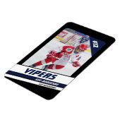 Hockey speler Keepsake op Levendig Blauw Zwart Magneet (Linkerzijde)