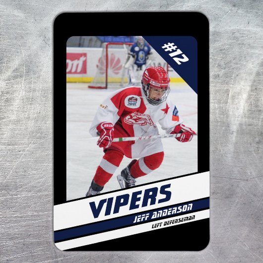 Hockey speler Keepsake op Levendig Blauw Zwart Magneet