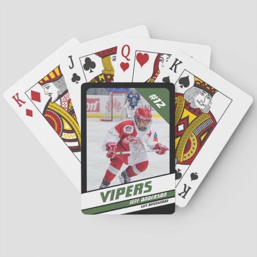 Hockey speler Keepsake op levendige groen zwart Pokerkaarten (Achterkant)