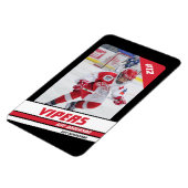 Hockey speler Keepsake op levendige rood zwart Magneet (Linkerzijde)