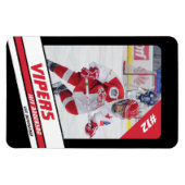 Hockey speler Keepsake op levendige rood zwart Magneet (Horizontaal)