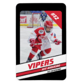 Hockey speler Keepsake op levendige rood zwart Magneet (Verticaal)