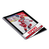 Hockey speler Keepsake op levendige rood zwart Notitieboek (Rechterzijde)