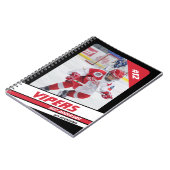 Hockey speler Keepsake op levendige rood zwart Notitieboek (Linkerzijde)