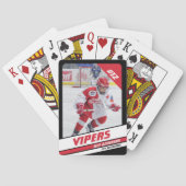 Hockey speler Keepsake op levendige rood zwart Pokerkaarten (Achterkant)