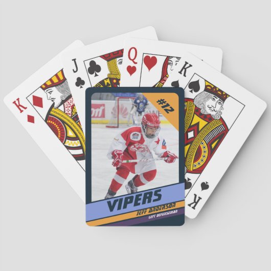 Hockey speler Keepsake op levendige Violet Pokerkaarten (Achterkant)