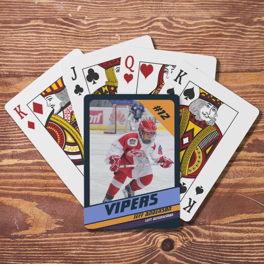 Hockey speler Keepsake op levendige Violet Pokerkaarten