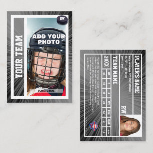 Hockey Speler Trading Kaart Souvenir B&W-stralen Contactkaartje