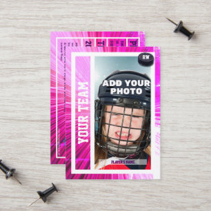 Hockey Speler Trading Kaart Souvenir   Roze strale Contactkaartje