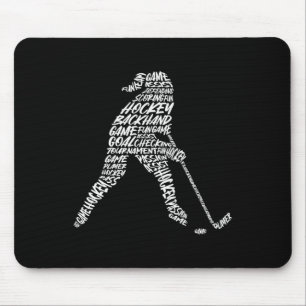 Hockey Speler Typografie Kinderen Vrouwen Meisjes  Muismat
