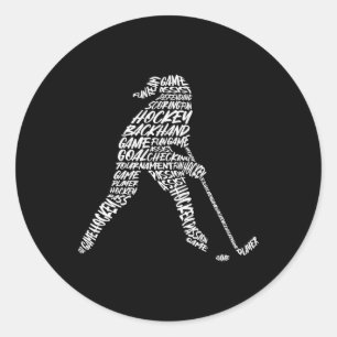 Hockey Speler Typografie Kinderen Vrouwen Meisjes  Ronde Sticker