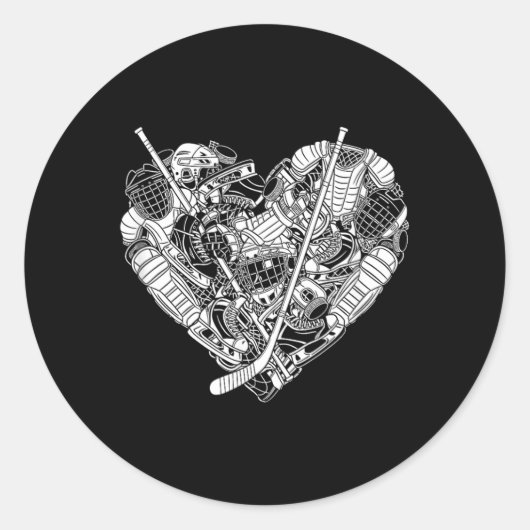 Hockey Speler Uitrusting Hart Vorm Liefde Ronde Sticker (Voorkant)