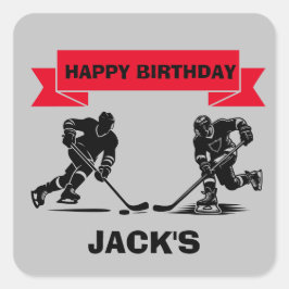 Hockey Speler Verjaardag Party thema Vierkante Sticker