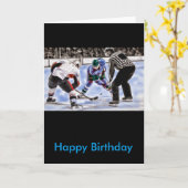 Hockey-spelers en Refereer Face Off Kaart (Gele Bloem)