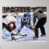 Hockey-spelers en Refereer Face Off Poster (Voorkant)
