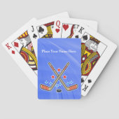 Hockey Sport Crossed Sticks en Puck Personaliseren Pokerkaarten (Achterkant)