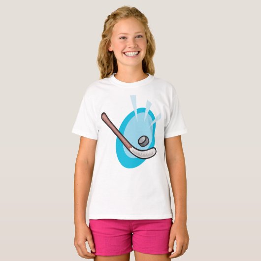Hockey Sport Stick en Puck T-Shirt (Voorkant volledig)