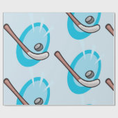 Hockey Sport Stick en Puck Wrapping Paper Cadeaupapier (Vlak)