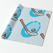 Hockey Sport Stick en Puck Wrapping Paper Cadeaupapier (Uitgerold)